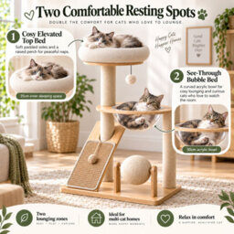 GardenSkill Cat Tree For Indoor Cats 96Cm - Sisal Cat Scratching Post & Multi-Level Activity Tower With Perch, Ramp, Hammock Bed & Ball Toy - thumbnail 5