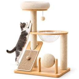 GardenSkill Cat Tree For Indoor Cats 96Cm - Sisal Cat Scratching Post & Multi-Level Activity Tower With Perch, Ramp, Hammock Bed & Ball Toy - thumbnail 1