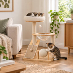 GardenSkill Cat Tree For Indoor Cats 96Cm - Sisal Cat Scratching Post & Multi-Level Activity Tower With Perch, Ramp, Hammock Bed & Ball Toy - thumbnail 2