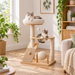 GardenSkill Cat Tree For Indoor Cats 96Cm - Sisal Cat Scratching Post & Multi-Level Activity Tower With Perch, Ramp, Hammock Bed & Ball Toy - thumbnail 3