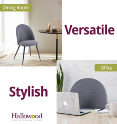 Hallowood Furniture Cullompton Dark Grey Curved Back Dining Chairs With Black Metal Legs X4 - thumbnail 6
