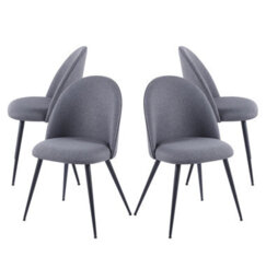 Hallowood Furniture Cullompton Dark Grey Curved Back Dining Chairs With Black Metal Legs X4 - thumbnail 8