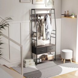 Coat Rack With Shoe Storage, Hall Tree, Bench And 10 Hooks, Grey - thumbnail 6