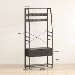 Coat Rack With Shoe Storage, Hall Tree, Bench And 10 Hooks, Grey - thumbnail 2
