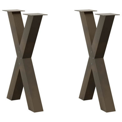 Berkfield Dining Table Legs X-Shaped 2 Pcs Natural Steel 50X(72-73) Cm Steel - image 1
