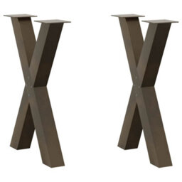 Berkfield Dining Table Legs X-Shaped 2 Pcs Natural Steel 50X(72-73) Cm Steel