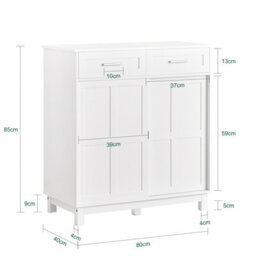 Sobuy Fsb84-W,sideboard Storage Cabinet  For Dining Room Living Room Hallway,white,w80Xd40Xh85 - thumbnail 3