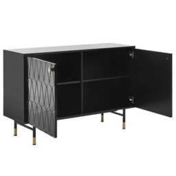 Beliani Wall-Mounted Matte Black Two-Door Sideboard With Gold-Coloured Legs, W120 X D40 X H82Cm - thumbnail 6