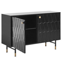 Beliani Wall-Mounted Matte Black Two-Door Sideboard With Gold-Coloured Legs, W120 X D40 X H82Cm - thumbnail 5