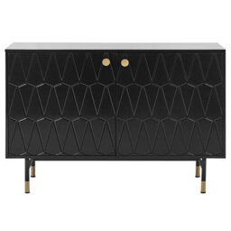 Beliani Wall-Mounted Matte Black Two-Door Sideboard With Gold-Coloured Legs, W120 X D40 X H82Cm - thumbnail 1