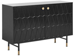 Beliani Wall-Mounted Matte Black Two-Door Sideboard With Gold-Coloured Legs, W120 X D40 X H82Cm - thumbnail 3