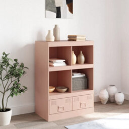 Berkfield Highboard Pink 67X39X95 Cm Steel - thumbnail 3