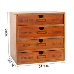Living And Home 4-Drawers Retro Brown Wooden Tabletop Pull Out Storage Organizer Box - thumbnail 5