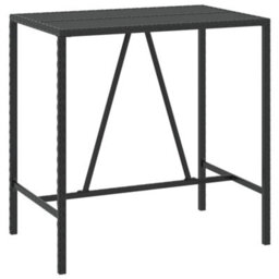 Berkfield 5 Piece Garden Bar Set With Cushions Black Poly Rattan - thumbnail 7