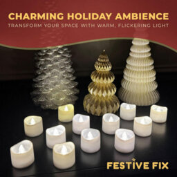Festive Fix Flameless Led Tea Light Candles 12 Pack Flickering Warm White Battery Operated Long Lasting 100 Hours For Christmas De - thumbnail 3