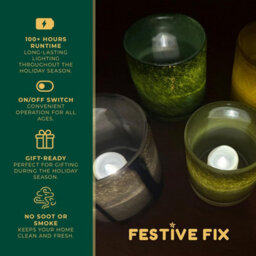 Festive Fix Flameless Led Tea Light Candles 12 Pack Flickering Warm White Battery Operated Long Lasting 100 Hours For Christmas De - thumbnail 5