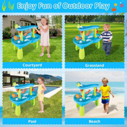 Deao Toys Sand And Water Table For Kids, 2-Tier Sand Pit Outdoor Activities Play Table For Toddlers - thumbnail 5