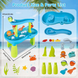 Deao Toys Sand And Water Table For Kids, 2-Tier Sand Pit Outdoor Activities Play Table For Toddlers - thumbnail 2