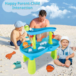 Deao Toys Sand And Water Table For Kids, 2-Tier Sand Pit Outdoor Activities Play Table For Toddlers - thumbnail 3