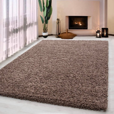 Uetian Mocha Shaggy Rug 120 X 170 Cm 5Cm Deep Pile Soft Floor Carpet Modern Bedroom Living Room Plush Rug - image 1