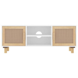 Walplus Tv Cabinet White 105X30X40 Cm Solid Wood Pine&natural Rattan - thumbnail 4
