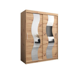 Arte Seville Mirrored Sliding Door Wardrobe With Shelves And Hanging Rails In Oak Artisan (H)2000mm (W)1500mm (D)620mm