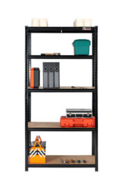 Rhino Racking 180 X 90 X 60Cm - Black - 5 Tier Boltless Heavy Duty Garage Shelving Unit - 1000Kg Load Weight - thumbnail 4