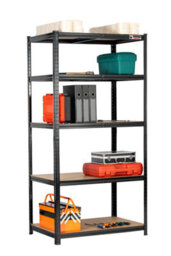 Rhino Racking 180 X 90 X 60Cm - Black - 5 Tier Boltless Heavy Duty Garage Shelving Unit - 1000Kg Load Weight - thumbnail 5