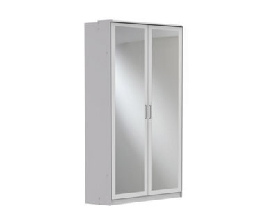 Sandy White And Mirror Corner Mirrored Wardrobe - image 1