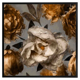 "Andrew Lee Golden White Flower (Picutre Frame) / 12X12"" / Grey" - thumbnail 7