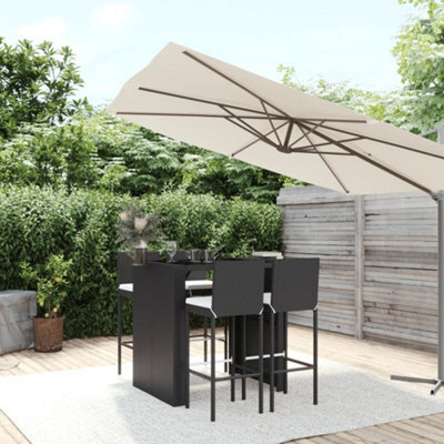 Berkfield 5 Piece Garden Bar Set With Cushions Black Poly Rattan - image 1