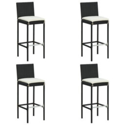 Berkfield 5 Piece Garden Bar Set With Cushions Black Poly Rattan - thumbnail 4