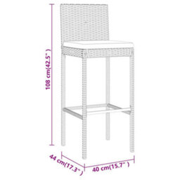 Berkfield 5 Piece Garden Bar Set With Cushions Black Poly Rattan - thumbnail 7