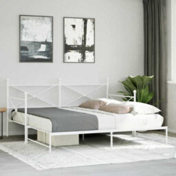 Berkfield Daybed With Trundle Without Mattress White 107X203 Cm Steel - thumbnail 3