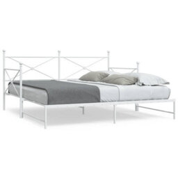 Berkfield Daybed With Trundle Without Mattress White 107X203 Cm Steel