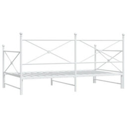 Berkfield Daybed With Trundle Without Mattress White 107X203 Cm Steel - thumbnail 8