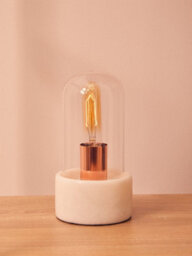 Orsina Nordic Style Bell Lamp With White Marble Base, Marble Construction Of Bedside Table Light, Sleek Modern Lamp - thumbnail 7