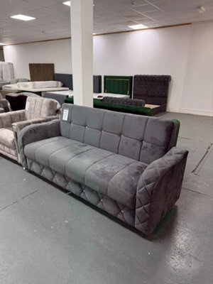 Stratus Interiors Luxury Turkish Settee Velvet Sofa Bed With Storage - 3 Seater - image 1