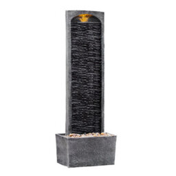 Teamson Home Garden Outdoor Water Feature, Large Straight Tall Water Fountain, Waterfall Design, With Led Lights, Slate Effect - thumbnail 2