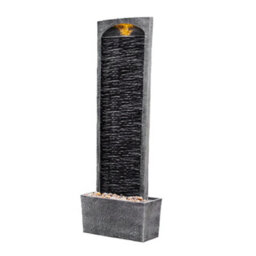 Teamson Home Garden Outdoor Water Feature, Large Straight Tall Water Fountain, Waterfall Design, With Led Lights, Slate Effect - thumbnail 6