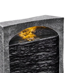 Teamson Home Garden Outdoor Water Feature, Large Straight Tall Water Fountain, Waterfall Design, With Led Lights, Slate Effect - thumbnail 8