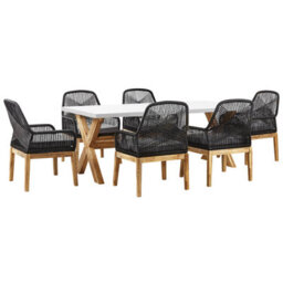 Beliani Garden Dining Set 6 Seater Olbia With Cushions Black - thumbnail 1