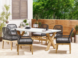 Beliani Garden Dining Set 6 Seater Olbia With Cushions Black - thumbnail 2