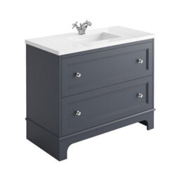 Plum&clay Beckett Dark Grey Floor Standing Traditional Bathroom Vanity Unit With White Worktop & Ceramic Basin (W)1000mm (H)850mm - thumbnail 1