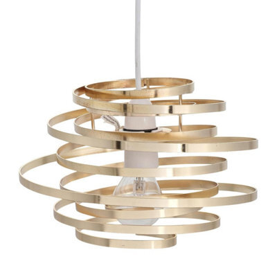 First Choice Lighting Gold Metal Swirl Easy Fit Lamp Shade - image 1