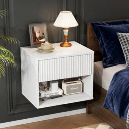 White Bedside Table Wall Mounted Nightstand Side Tables Bedroom Small Cabinet - thumbnail 5