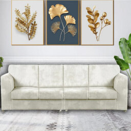 Slumber  4 Seater Full Back Jumbo Cord  Sofa Ivory - thumbnail 1