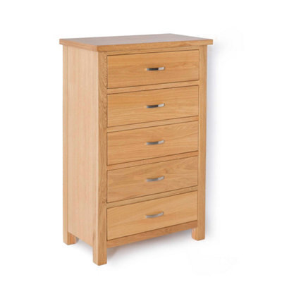 London Oak 5 Drawer Chest Fully Assembled - By Roseland Furniture - image 1