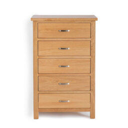 London Oak 5 Drawer Chest Fully Assembled - By Roseland Furniture - thumbnail 3