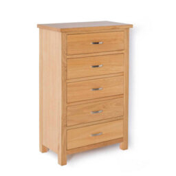 London Oak 5 Drawer Chest Fully Assembled - By Roseland Furniture - thumbnail 1